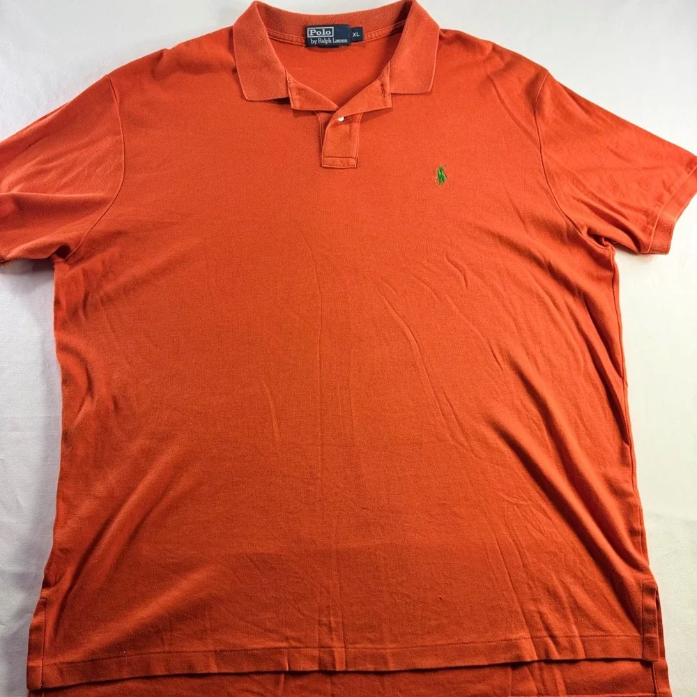 Polo Ralph Lauren Polo Shirt Mens‎ XL Orange Cotton Short Sleeve Pony  Classic